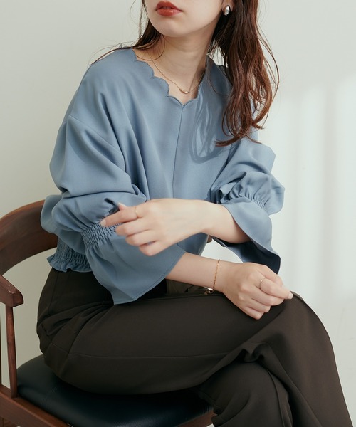 ブラウス シャツ 2WAYスカラップブラウス レディース | natural couture | 17