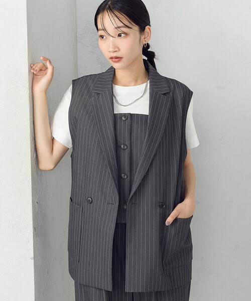 COMME CA ISM ベスト ジレ 「 セットアップ対応 」ポリエステル