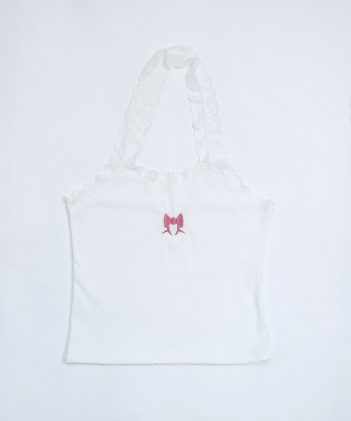 shopnikoniko（ショップにこにこ） キャミソール リボン刺繍 レース