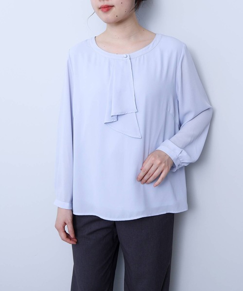 【fleur】【Ｌ〜６Ｌ】ジョーゼットボウタイブラウス fleur by mint breeze ブラウス シャツ 「L〜5L 大きいサイズ
