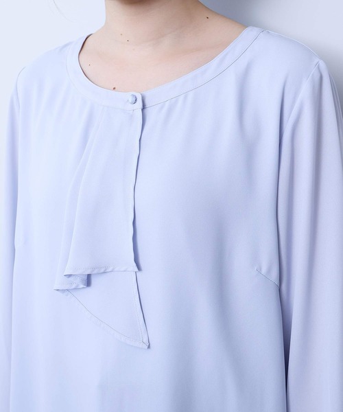 L〜5L ジョーゼット ボウタイ ブラウス 大きいサイズ レディース 秋冬 長袖 オフィス 仕事fleur by mint breeze フルール バイ ミントブリーズ MB mint breeze L〜5L ジョーゼット ボウタイ ブラウス 大きい