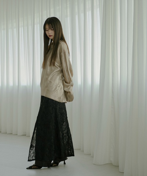 ニット セーター Neck slit メタリックオーバーニット レディース Ezick ニット セーター Neck slit メタリックオーバーニット