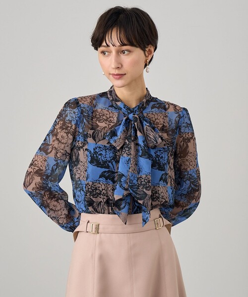 ANAYI - ■ANVYl■今季新作 フラワープリントブラウス ANAYI ブラウス シャツ チェックフラワープリントボウタイ