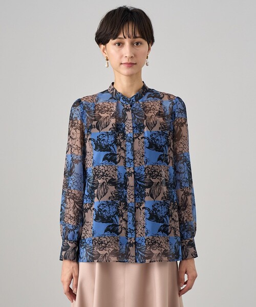 ANAYI - アナイ    美品  今季 フラワープリントボウタイブラウス ANAYI ブラウス シャツ チェックフラワープリントボウタイ