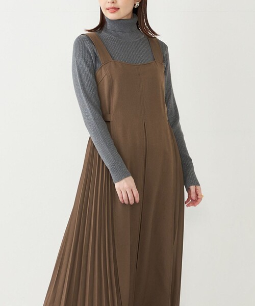 SHIPS Colors ワンピース Colors: ウールライク プリーツ コンビ  