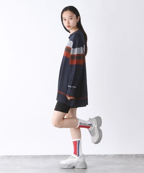 JEANASIS ニット セーター パネルボーダースキッパープル