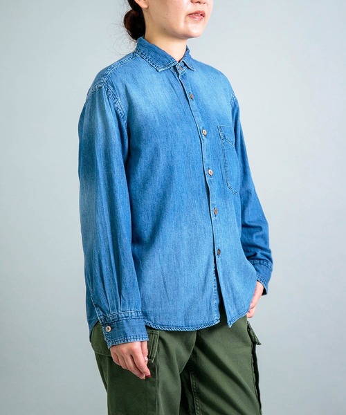 ブラウス シャツ 「OMNIGOD womens / オムニゴッド」 5.5ozデニム スプレッドカラーマニッシュシャツ レディース OMNIGOD ブラウス シャツ 「OMNIGOD womens / オムニゴッド