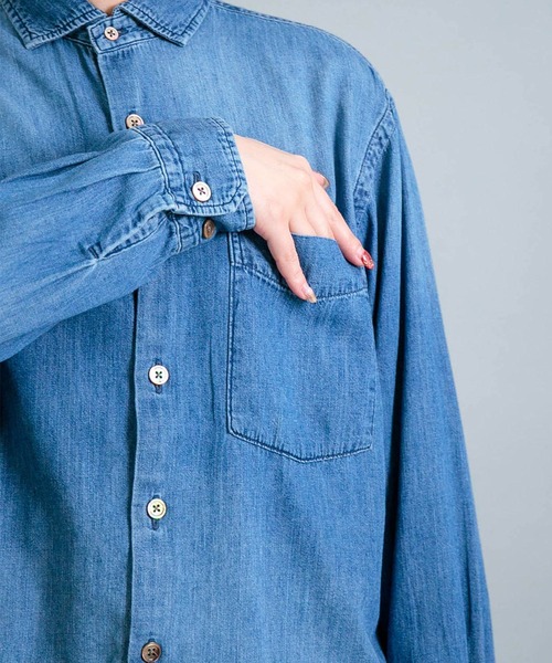 ブラウス シャツ 「OMNIGOD womens / オムニゴッド」 5.5ozデニム スプレッドカラーマニッシュシャツ レディース OMNIGOD ブラウス シャツ 「OMNIGOD womens / オムニゴッド