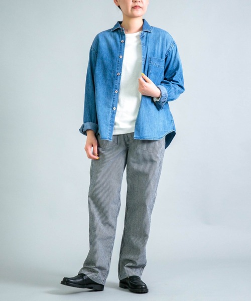 ブラウス シャツ 「OMNIGOD womens / オムニゴッド」 5.5ozデニム スプレッドカラーマニッシュシャツ レディース OMNIGOD ブラウス シャツ 「OMNIGOD womens / オムニゴッド