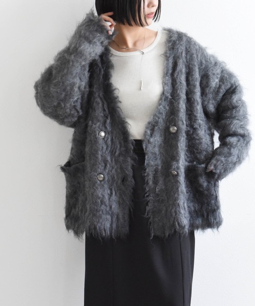 美品】ヘアリーシャギージャケット 美品】ヘアリーシャギージャケット 