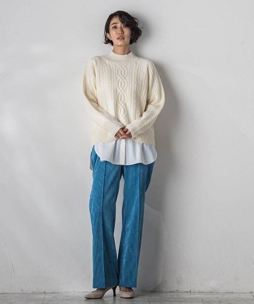 ドッキング天竺カットソー≪洗濯機で洗える≫ la.f tシャツ 「カタログ掲載」ドッキング天竺カットソー