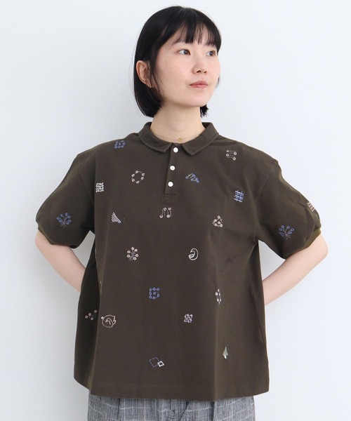 l'atelier du savon ポロシャツ ポロ まるさんかくしかく刺繍