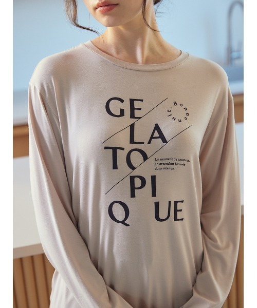 gelato pique パジャマ ルームウェア レーヨンロゴロンT