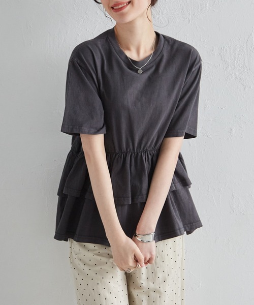 RANAN（ラナン） tシャツ 半袖 ペプラムフリルTシャツ レディース