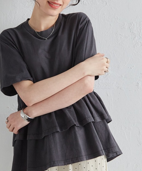 RANAN（ラナン） tシャツ 半袖 ペプラムフリルTシャツ レディース