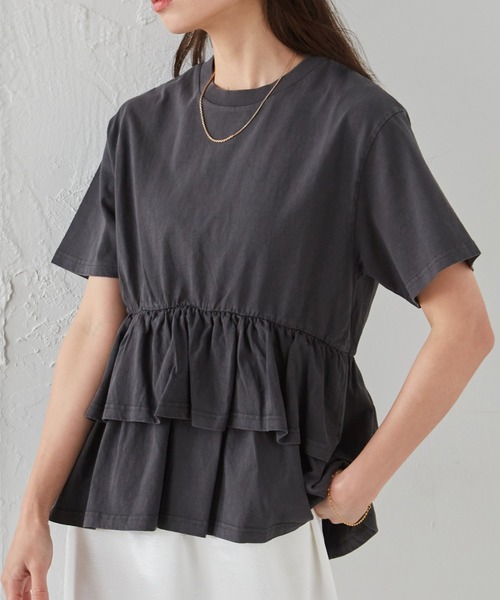 RANAN（ラナン） tシャツ 半袖 ペプラムフリルTシャツ レディース