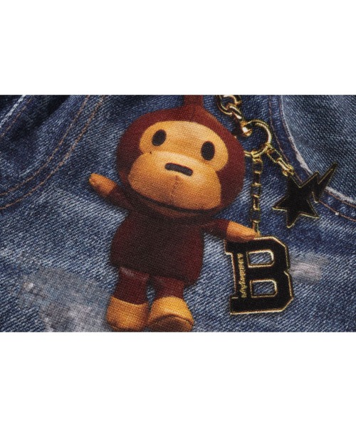 A BATHING APE パンツ BAPE DENIM PRINT SWEAT SHORTS キッズ