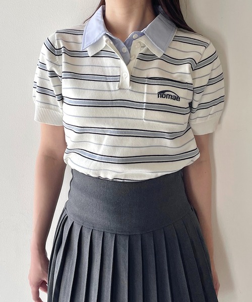 NOMAE ニット セーター ダブルカラーポロニット(半袖