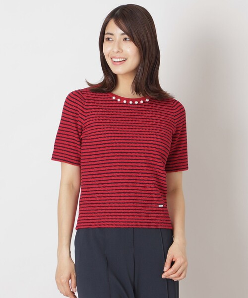 ニット セーター ふくれジャカード ボーダーニット レディース TO BE CHIC ニット セーター ふくれジャカード ボーダーニット