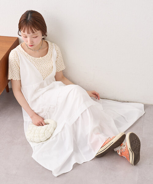w closet ワンピース タックティアードキャミワンピース