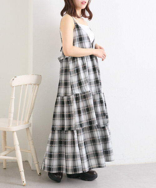 w closet（ダブルクローゼット） ワンピース タックティアードキャミ