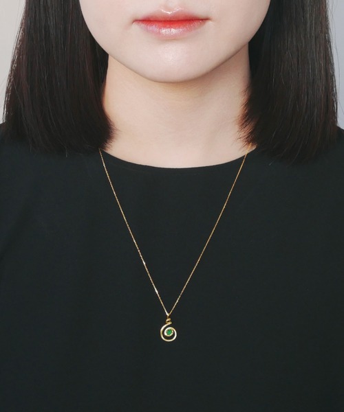 ネックレス K18YG マラカイト ペリドット ネックレス レディースの画像