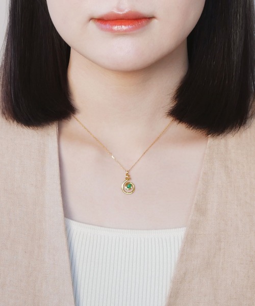 ネックレス K18YG マラカイト ペリドット ネックレス レディースの画像