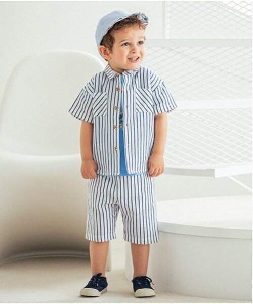 sense of wonder セットアップ ストライプ半袖シャツセットアップ