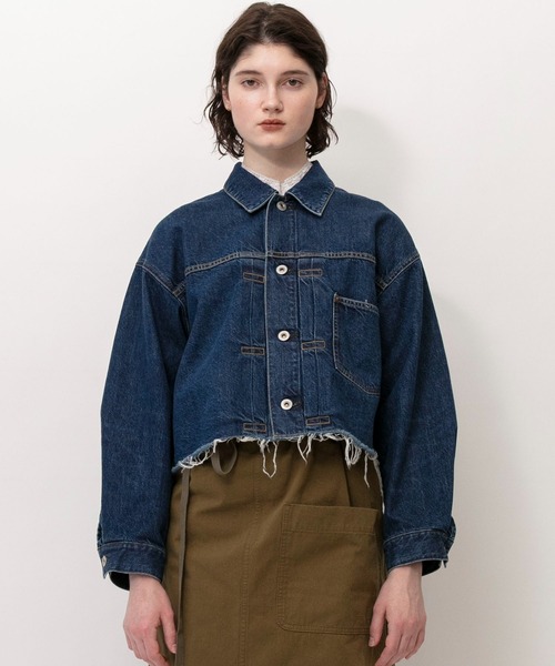 のぶ / johnbull ⿻ コットン デニム ジャケット ビッグカラー Johnbull（ジョンブル） デニムジャケット gジャン デニムフレイド