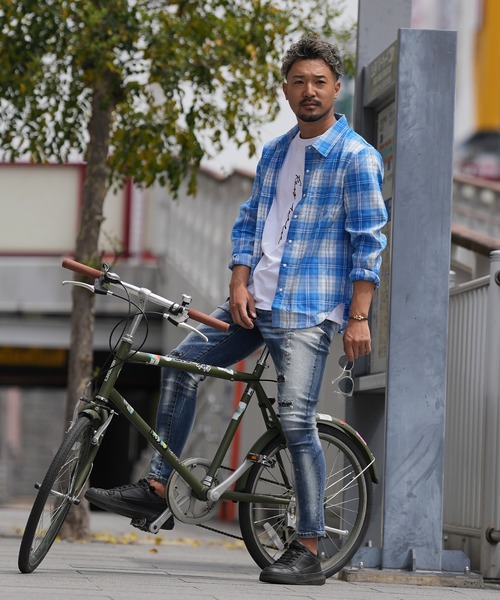 RTEG チェック柄シャツ Sサイズ adamsJUGGLER シャツ RTEGシックチェックロングシャツ メンズ
