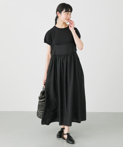 本日限定価格！【かぐれ】未使用に近い！リネンキャミワンピース　ブラック かぐれ 「かぐれ」 キャミソールワンピース FREE ブラック