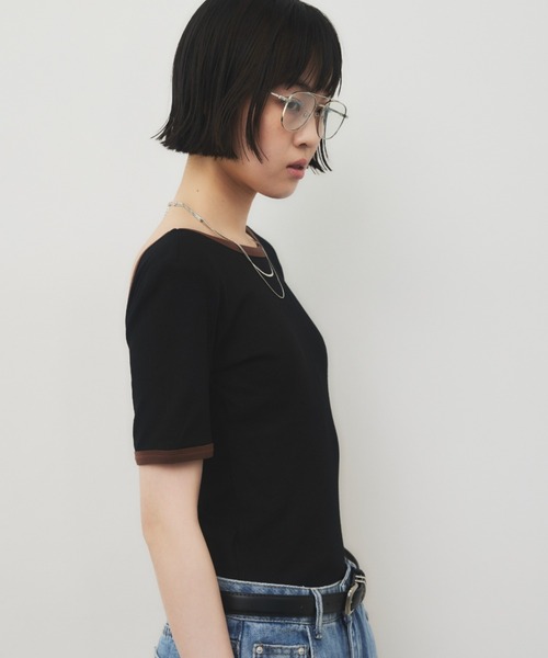 tシャツ バックオープンリンガーボディースーツTEE レディース | HANNE | 05