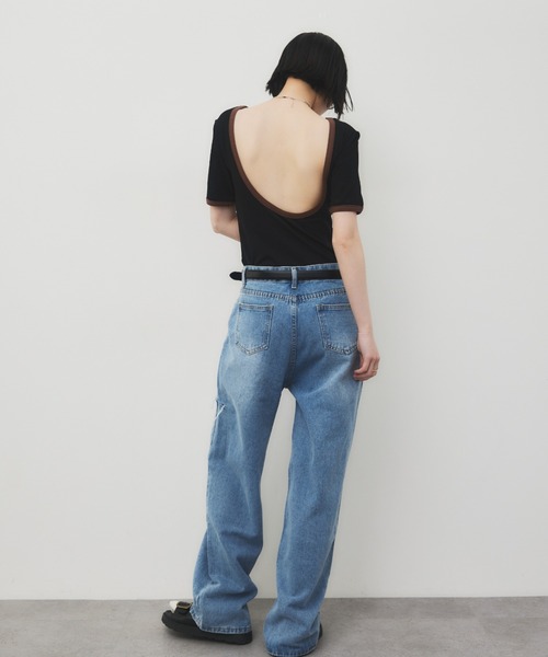 tシャツ バックオープンリンガーボディースーツTEE レディース | HANNE | 06