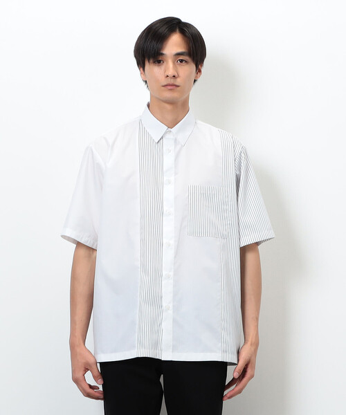 COMME CA ISM（コムサイズム） シャツ 半袖 タイプライター×ストライプ