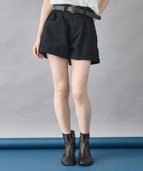 ANAP（アナップ） パンツ ベルト付き ロールアップ ウエスト ギャザー
