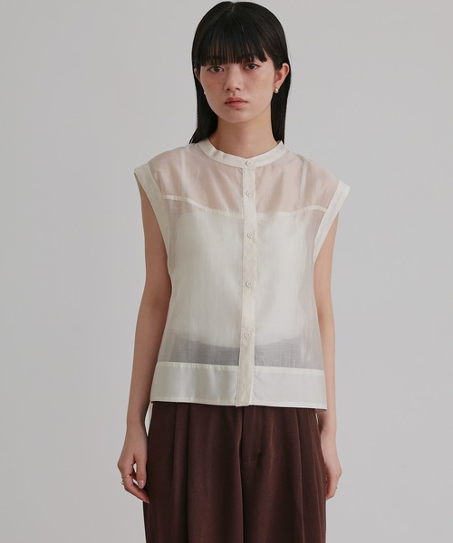 ブラウス シャツ ノースリーブシアーシャツ レディース : ZOZOTOWN