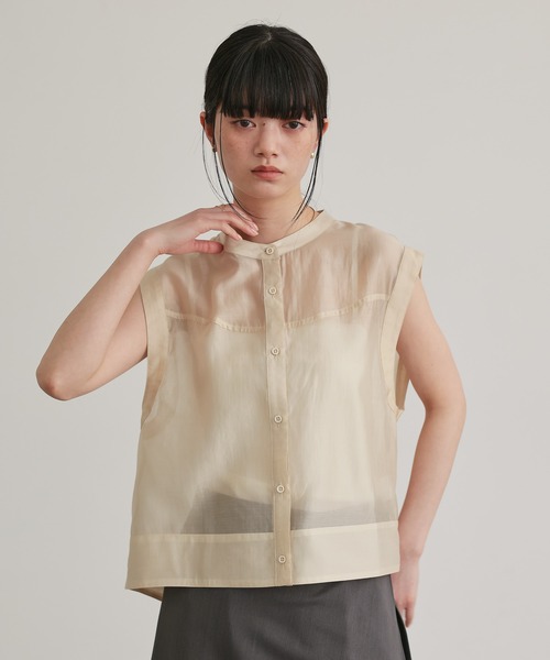 ブラウス シャツ ノースリーブシアーシャツ レディース : ZOZOTOWN