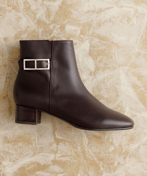 HIMIKO ブーツ 「HIMIKO」「撥水」スクエアバックルサイドベルトブーツ