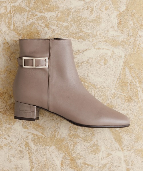 HIMIKO ブーツ 「HIMIKO」「撥水」スクエアバックルサイドベルトブーツ
