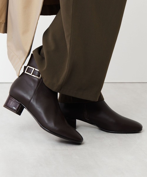 HIMIKO ブーツ 「HIMIKO」「撥水」スクエアバックルサイドベルトブーツ