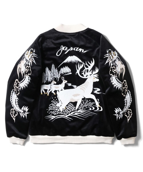 HOUSTON スカジャン 別珍 45周年記念 限定 ブラック XL HOUSTON スカジャン 別珍スカジャン(DEER) メンズ レディース