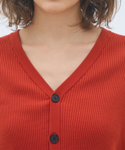 MACPHEE（マカフィー） カーディガン コットンリブ Vネック