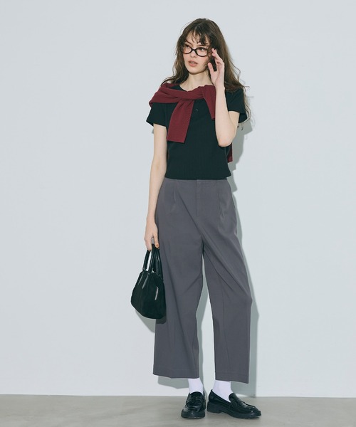 coca（コカ） ワイドパンツ スラックス パンツ クロップド丈スラックス
