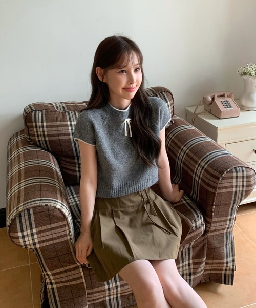 ニット セーター 「着用動画あり・4色展開」キュートリボンニットベスト レディース | by muni:r | 15