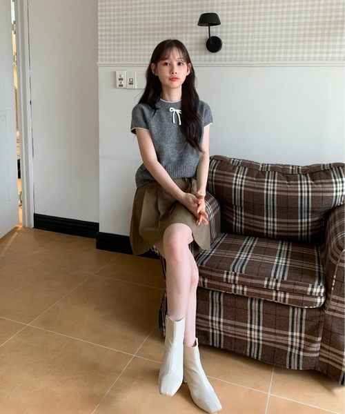 ニット セーター 「着用動画あり・4色展開」キュートリボンニットベスト レディース | by muni:r | 17