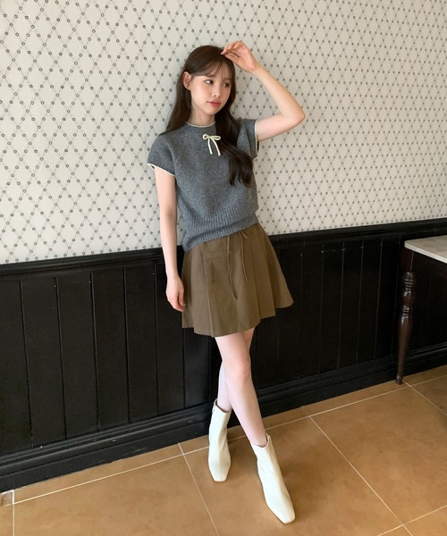 ニット セーター 「着用動画あり・4色展開」キュートリボンニットベスト レディース | by muni:r | 20