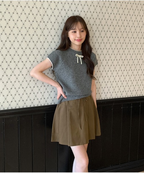 ニット セーター 「着用動画あり・4色展開」キュートリボンニットベスト レディース | by muni:r | 21