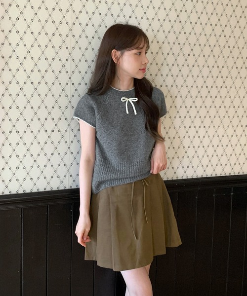ニット セーター 「着用動画あり・4色展開」キュートリボンニットベスト レディース | by muni:r | 22