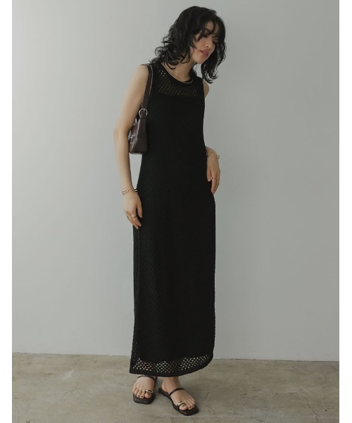 「Re:EDIT」 ノースリーブワンピース SHORT モカ レディース_画像3