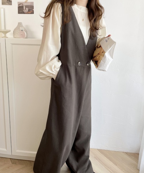 「classicalelf」 オールインワン LARGE チャコールグレー レディース_画像2